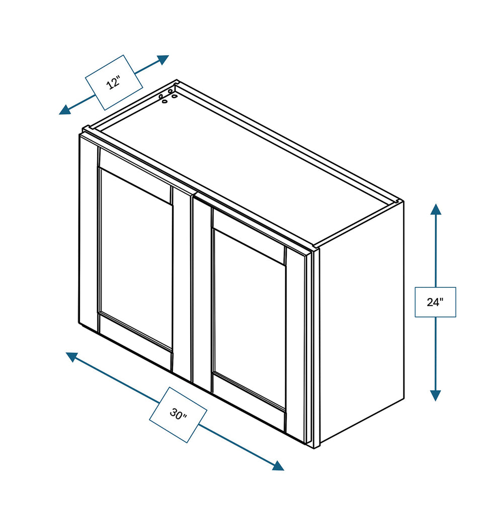 Malibu White 30 in. Wide x 12 in. Deep x 24 in. Tall - Wall Shaker Cabinet