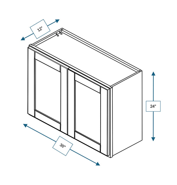 Malibu White 30 in. Wide x 12 in. Deep x 24 in. Tall - Wall Shaker Cabinet