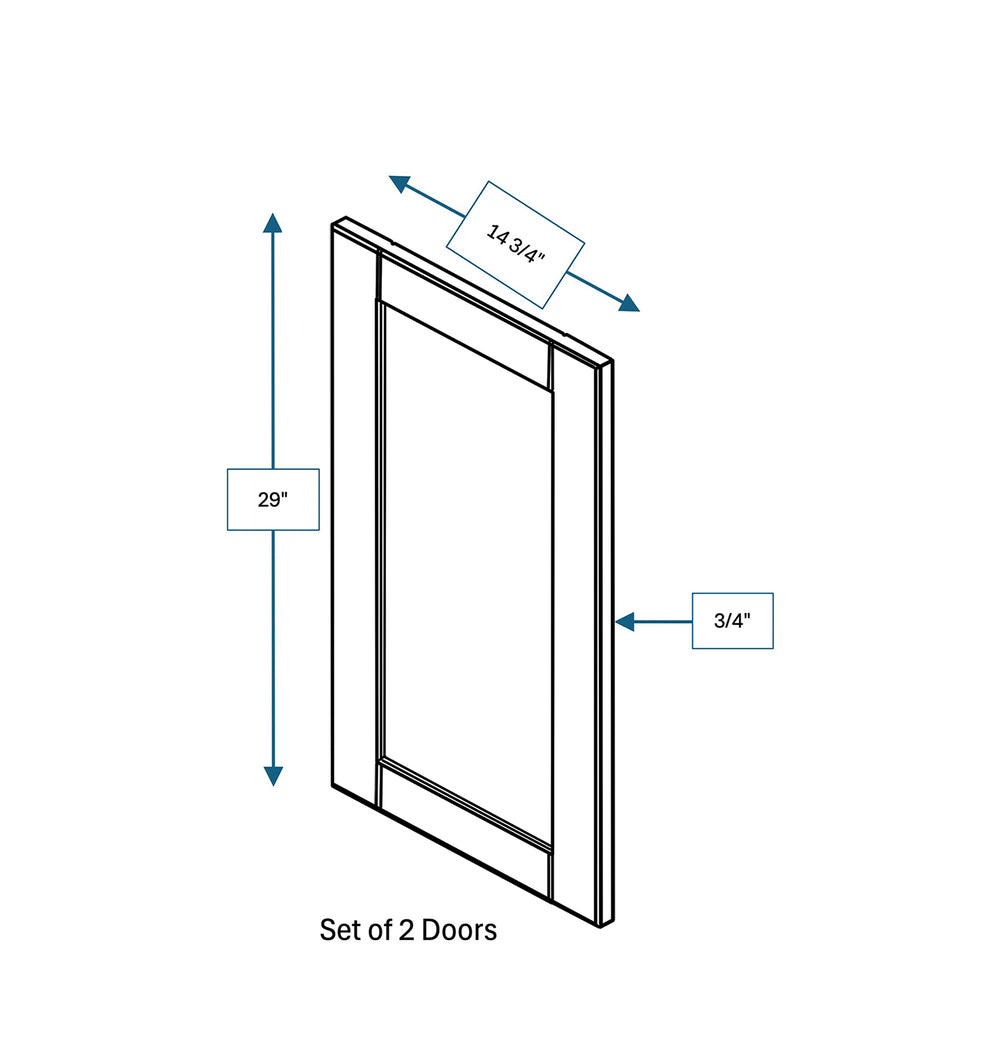 Malibu White Frosted Glass Door for 30 in. Wide x 12 in. Deep x 30 in. Tall - Wall Shaker Cabinet - 2 Pack