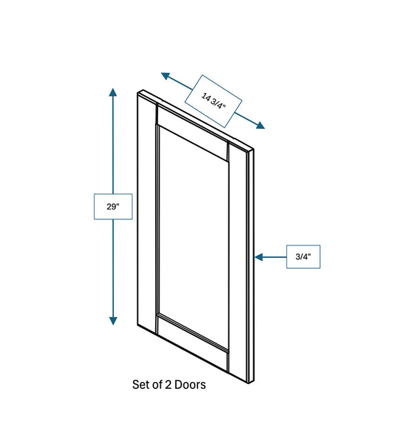 Malibu White Frosted Glass Door for 30 in. Wide x 12 in. Deep x 30 in. Tall - Wall Shaker Cabinet - 2 Pack