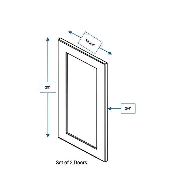 Platinum Grey Clear Glass Door for 30 in. Wide x 12 in. Deep x 30 in. Tall - Wall Shaker Cabinet - 2 Pack