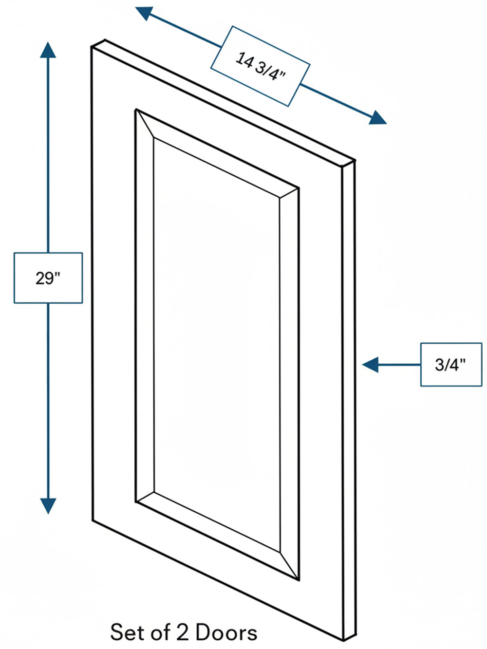 Sea Pines Green Bevel Shaker Clear Glass Door 30 in. x 30 in. - 2 Pack