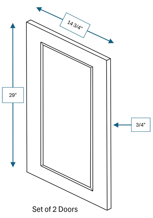 Chalet White Raised Panel Clear Glass Door 2-Pack 30 in. x 30 in.