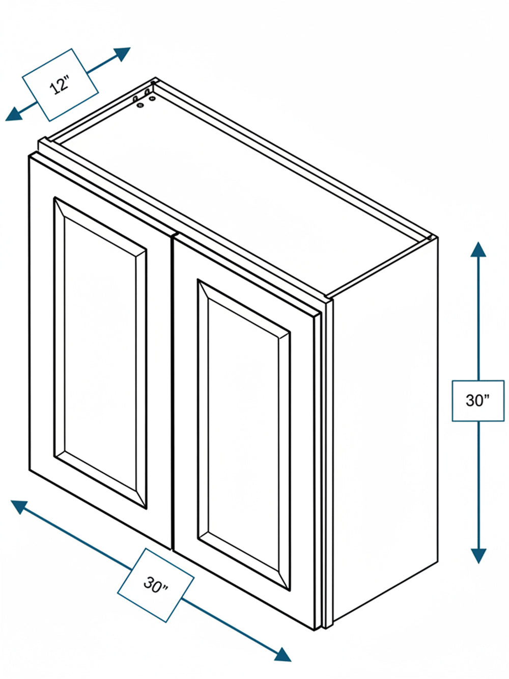 Broad Creek Blue Bevel Shaker 30 in. x  30 in. Wall Cabinet