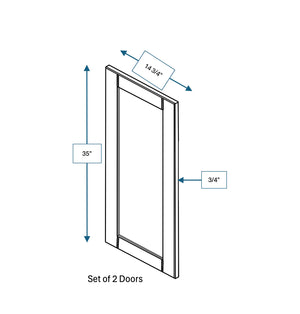 Malibu White Frosted Glass Door for 30 in. Wide x 12 in. Deep x 36 in. Tall - Wall Shaker Cabinet - 2 Pack