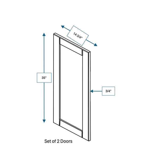 Malibu White Frosted Glass Door for 30 in. Wide x 12 in. Deep x 36 in. Tall - Wall Shaker Cabinet - 2 Pack