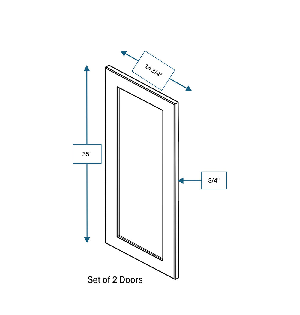 Platinum Grey Clear Glass Door for 30 in. Wide x 12 in. Deep x 36 in. Tall - Wall Shaker Cabinet - 2 Pack