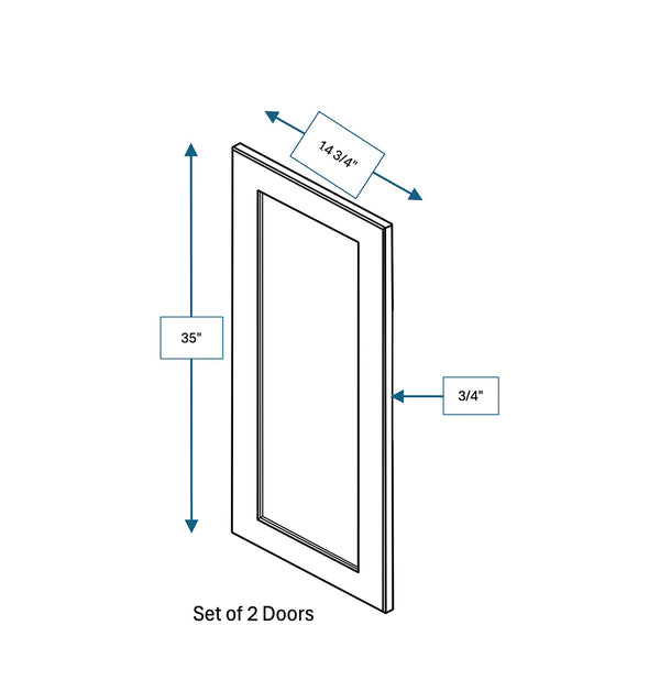 Hampton Pewter Clear Glass Door for 30 in. Wide x 12 in. Deep x 36 in. Tall - Wall Shaker Cabinet - 2 Pack