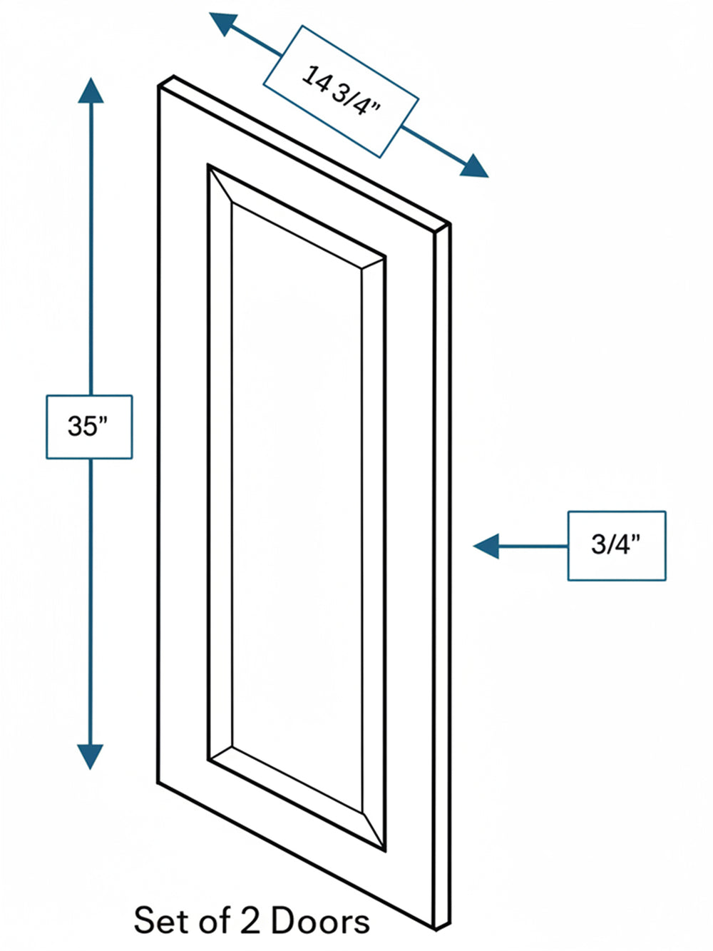 Harbour Town White Bevel Shaker Clear Glass Door 30 in. x 36 in. - 2 Pack