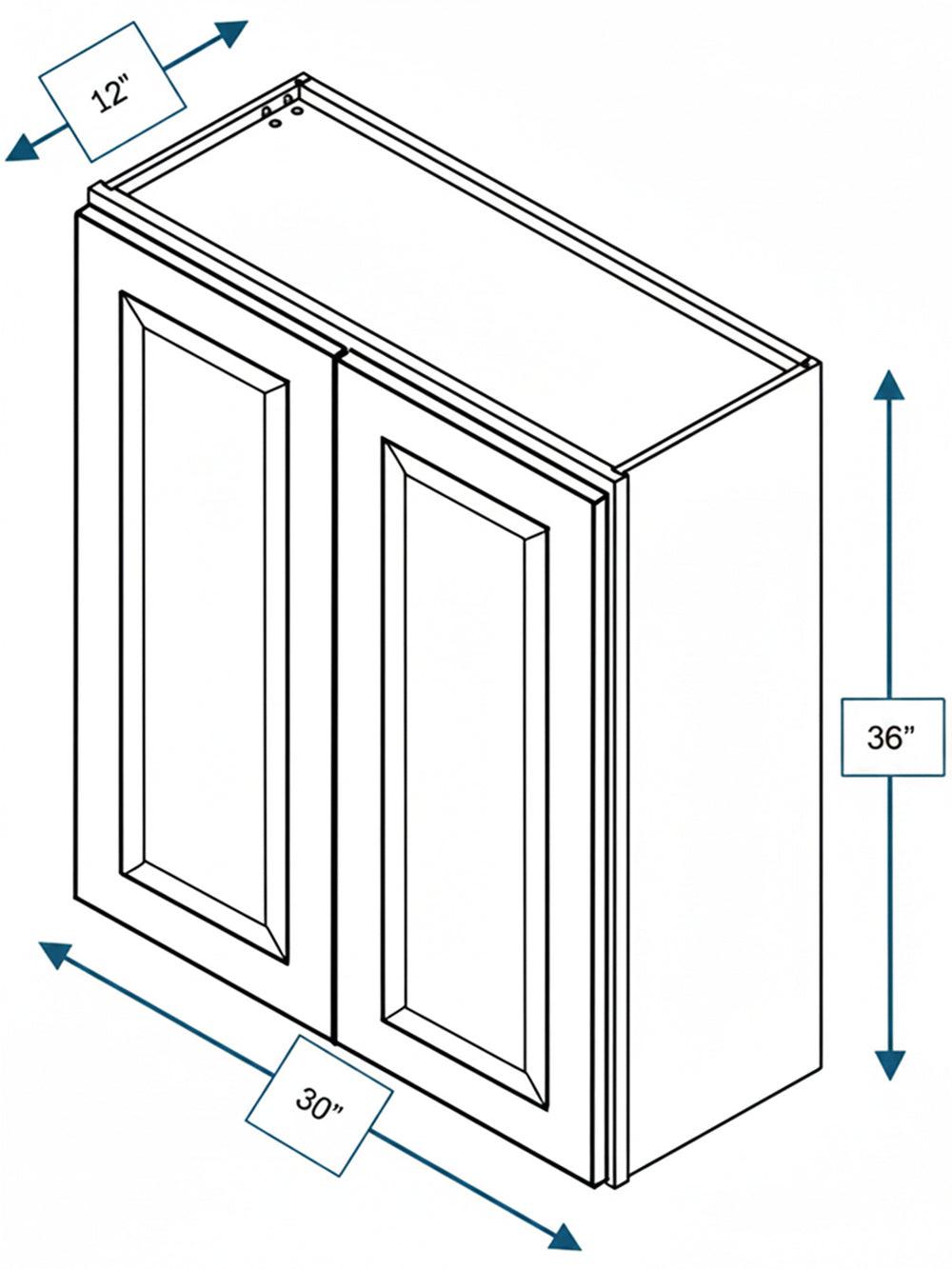 Broad Creek Blue Bevel Shaker 30 in. x  36 in. Wall Cabinet