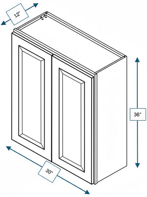 Harbour Town White Bevel Shaker 30 in. x  36 in. Wall Cabinet