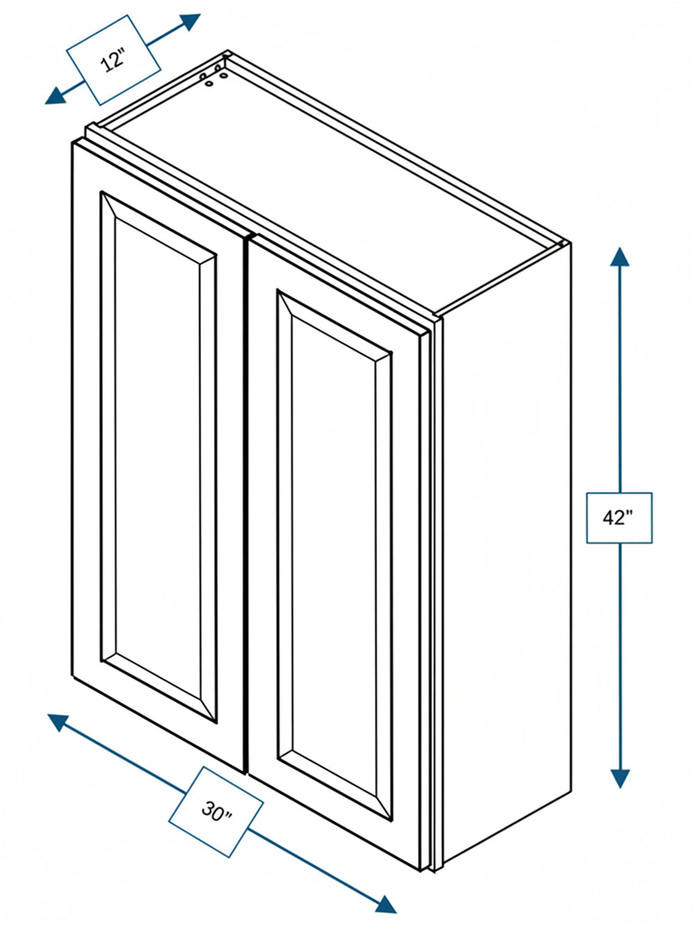Harbour Town White Bevel Shaker 30 in. x  42 in. Wall Cabinet