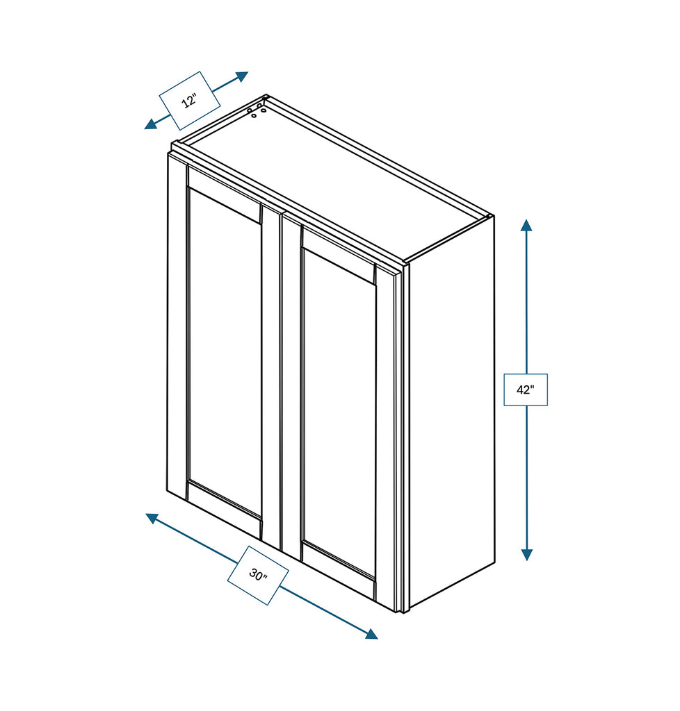 Malibu White Shaker 30 in. x  42 in. Wall Cabinet