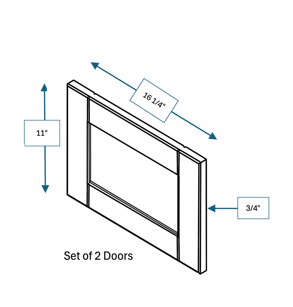 Malibu White Frosted Glass Door for 33 in. Wide x 12 in. Deep x 12 in. Tall - Wall Shaker Cabinet - 2 Pack