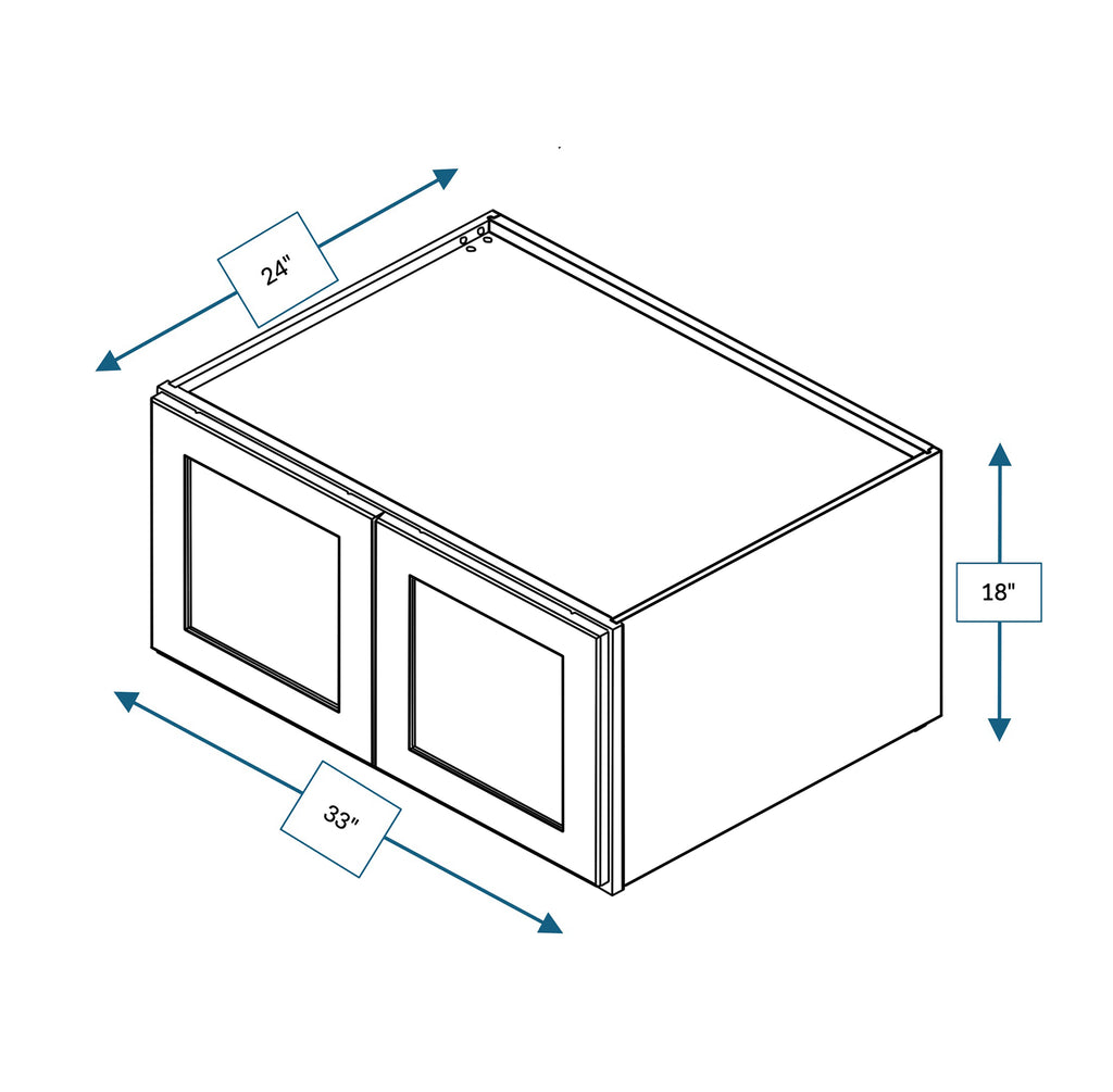 Platinum Grey Shaker Wall Cabinets Double Depth 33 in. x 18 in. x 24 in.