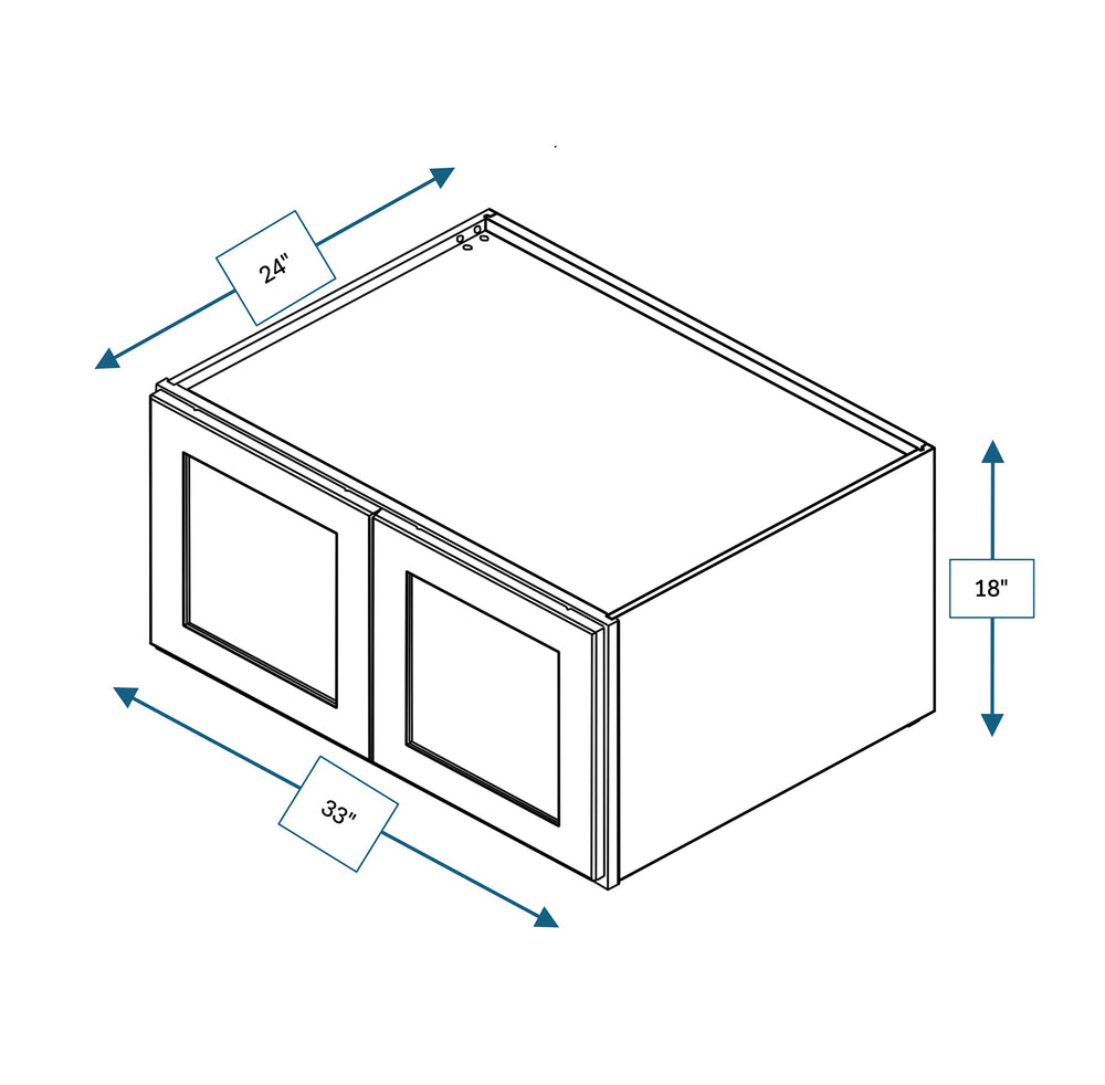 Builder's Pride Bluff Shaker Double Depth Wall Cabinet 33 in. x 18 in. x 24 in.