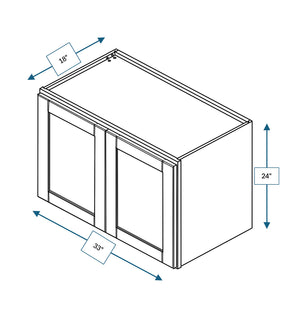 Malibu White 33 in. Wide x 18 in. Deep x 24 in. Tall - Double Depth Wall Shaker Cabinet