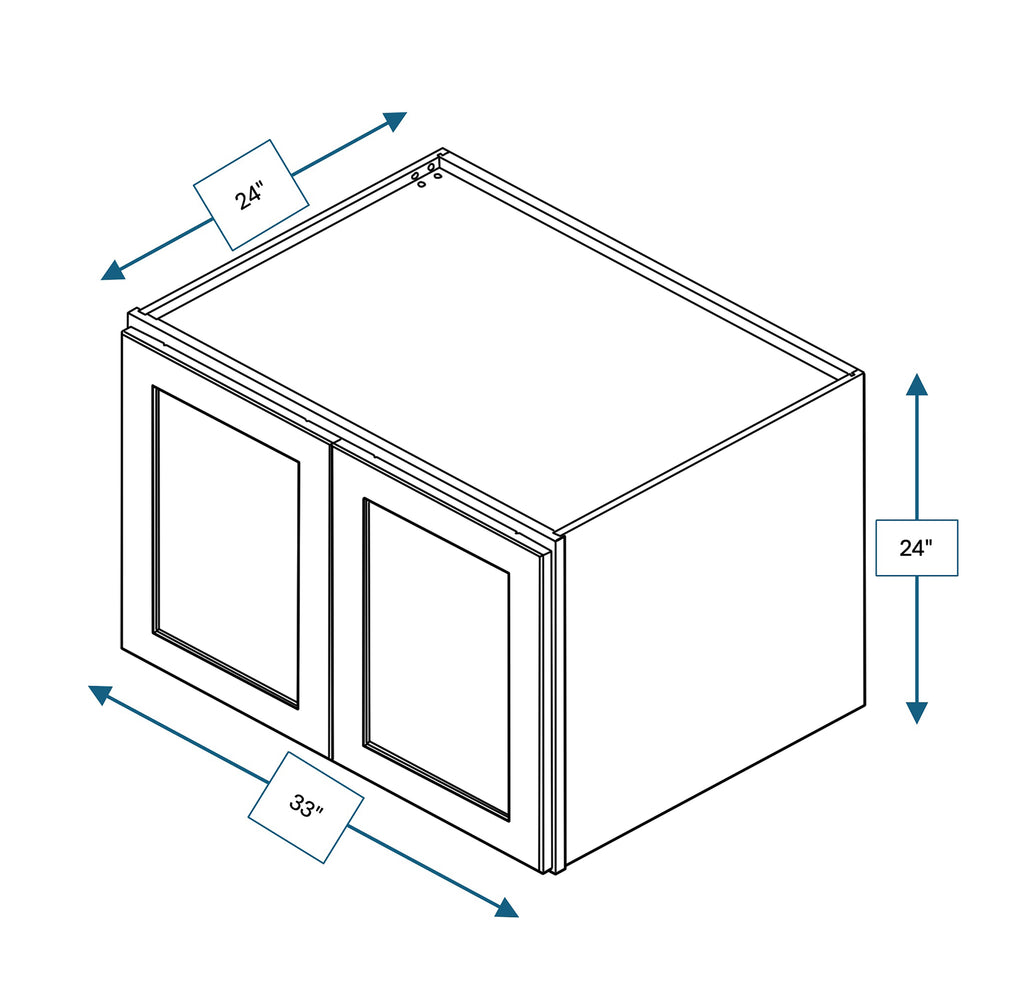 Platinum Grey Shaker Wall Cabinets Double Depth 33 in. x 24 in. x 24 in.