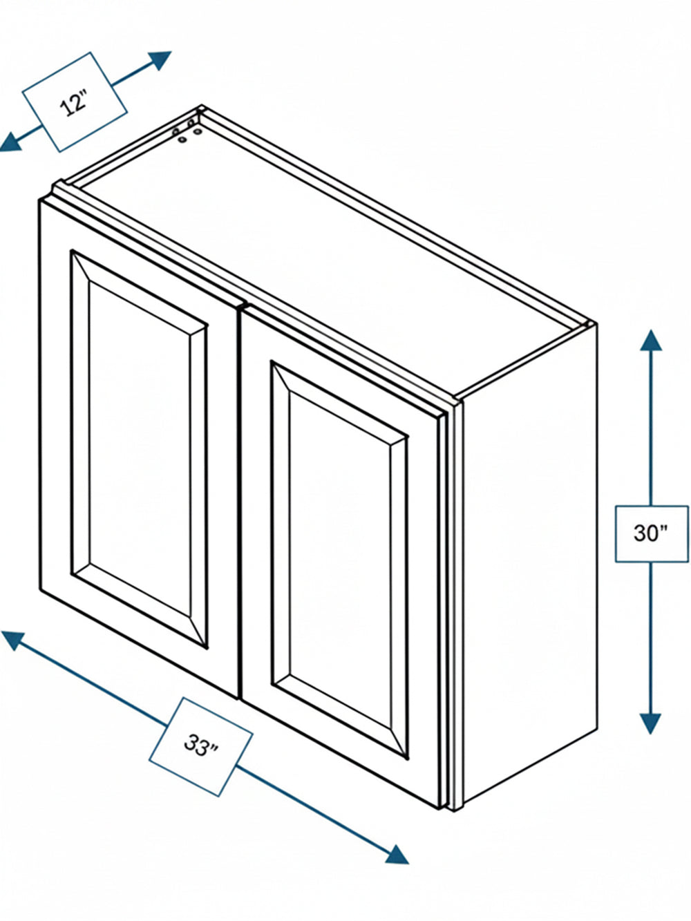 Broad Creek Blue Bevel Shaker 33 in. x  30 in. Wall Cabinet