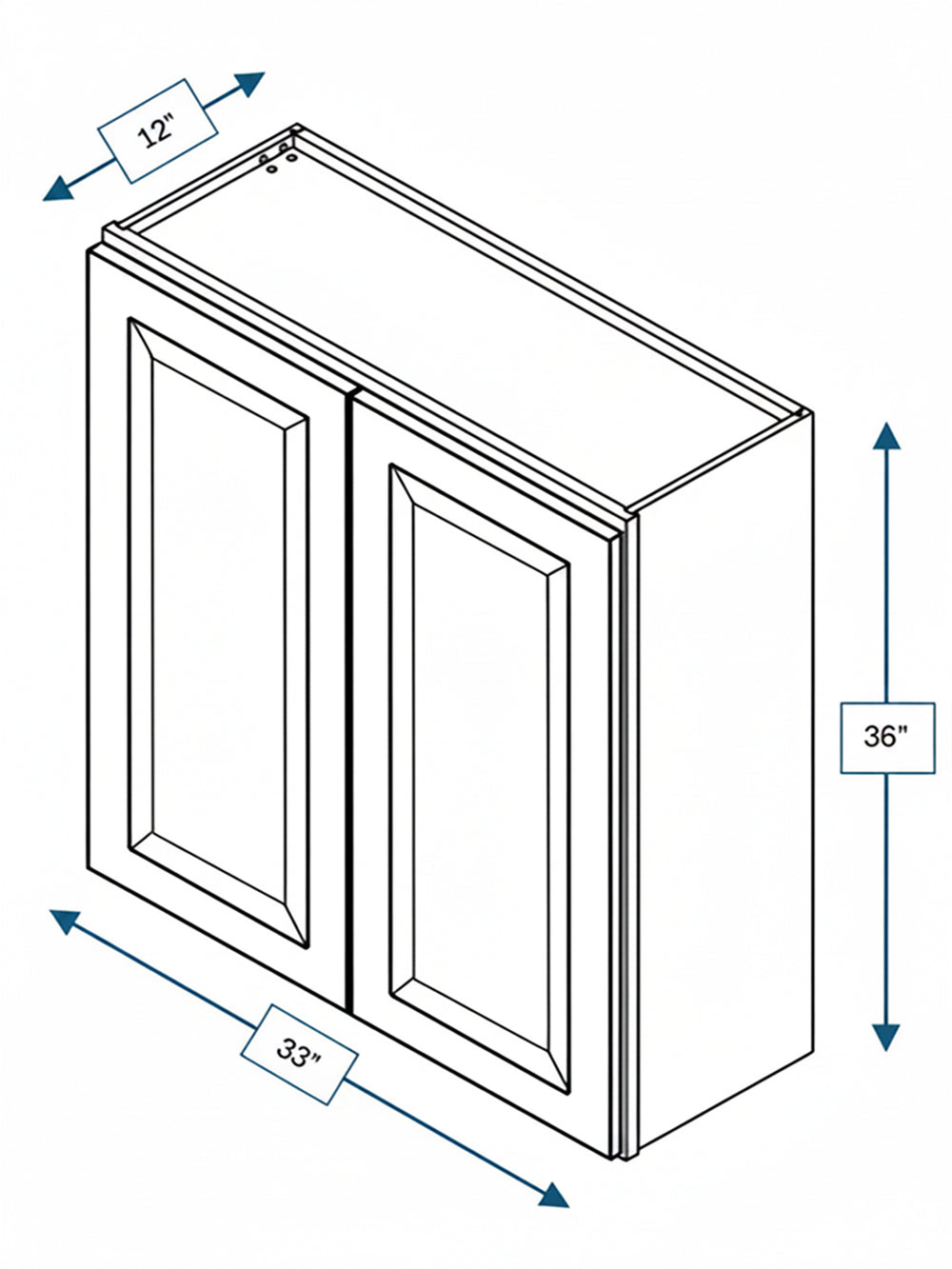 Broad Creek Blue Bevel Shaker 33 in. x  36 in. Wall Cabinet