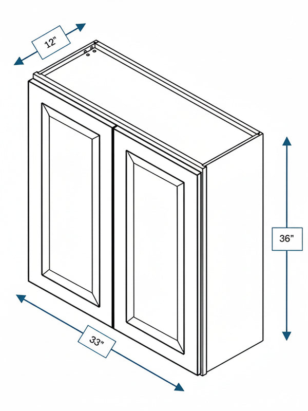 Broad Creek Blue Bevel Shaker 33 in. x  36 in. Wall Cabinet