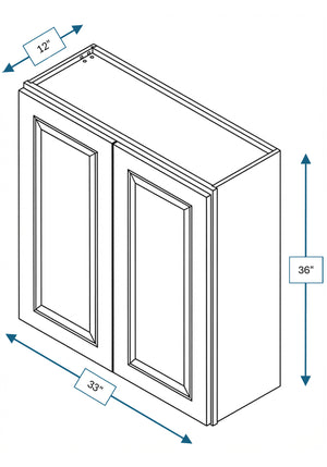 Cotswold Linen Raised Panel 33 in. x 36 in. Wall Cabinet