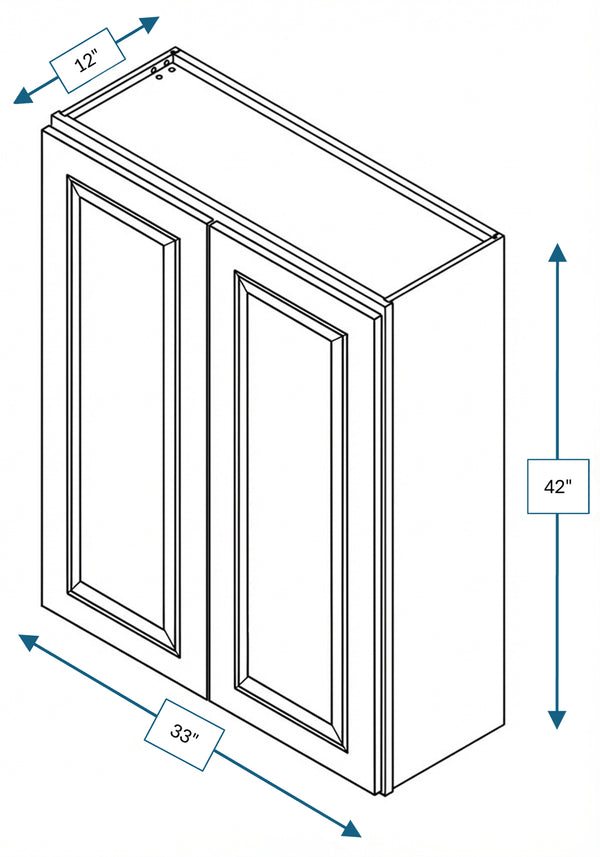 Chalet White Raised Panel 33 in. x 42 in. Wall Cabinet