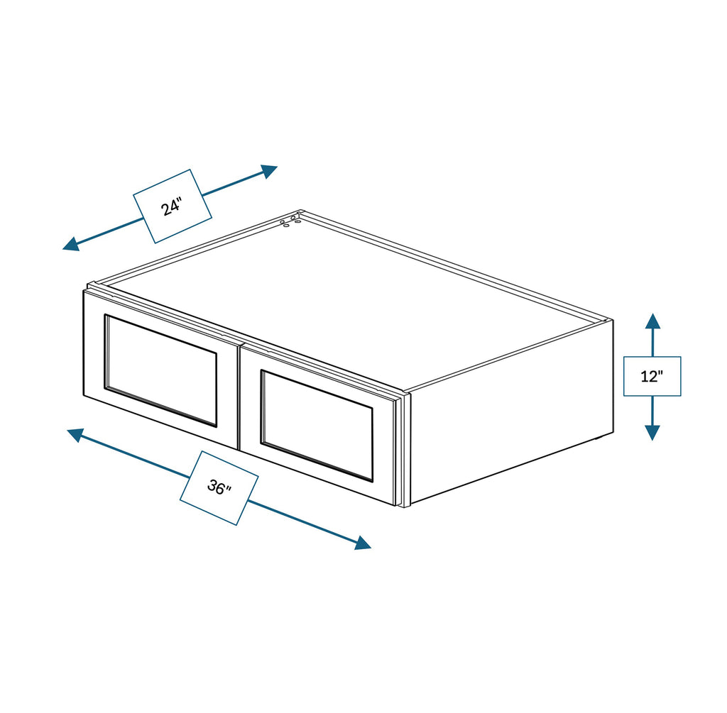 Nantucket Bluff Shaker Wall Cabinets Double Depth 36 in. x 12 in. x 24 in.