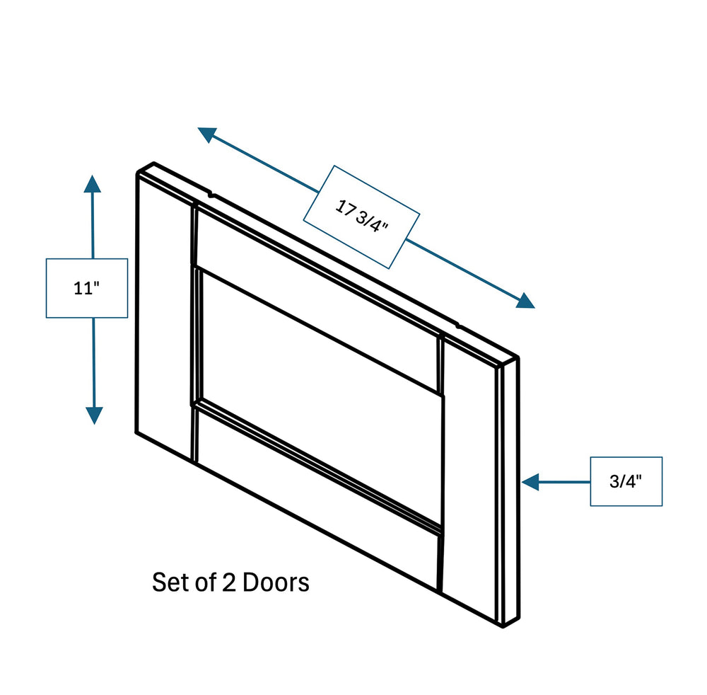 Malibu White Frosted Glass Door for 36 in. Wide x 12 in. Deep x 12 in. Tall - Wall Shaker Cabinet - 2 Pack
