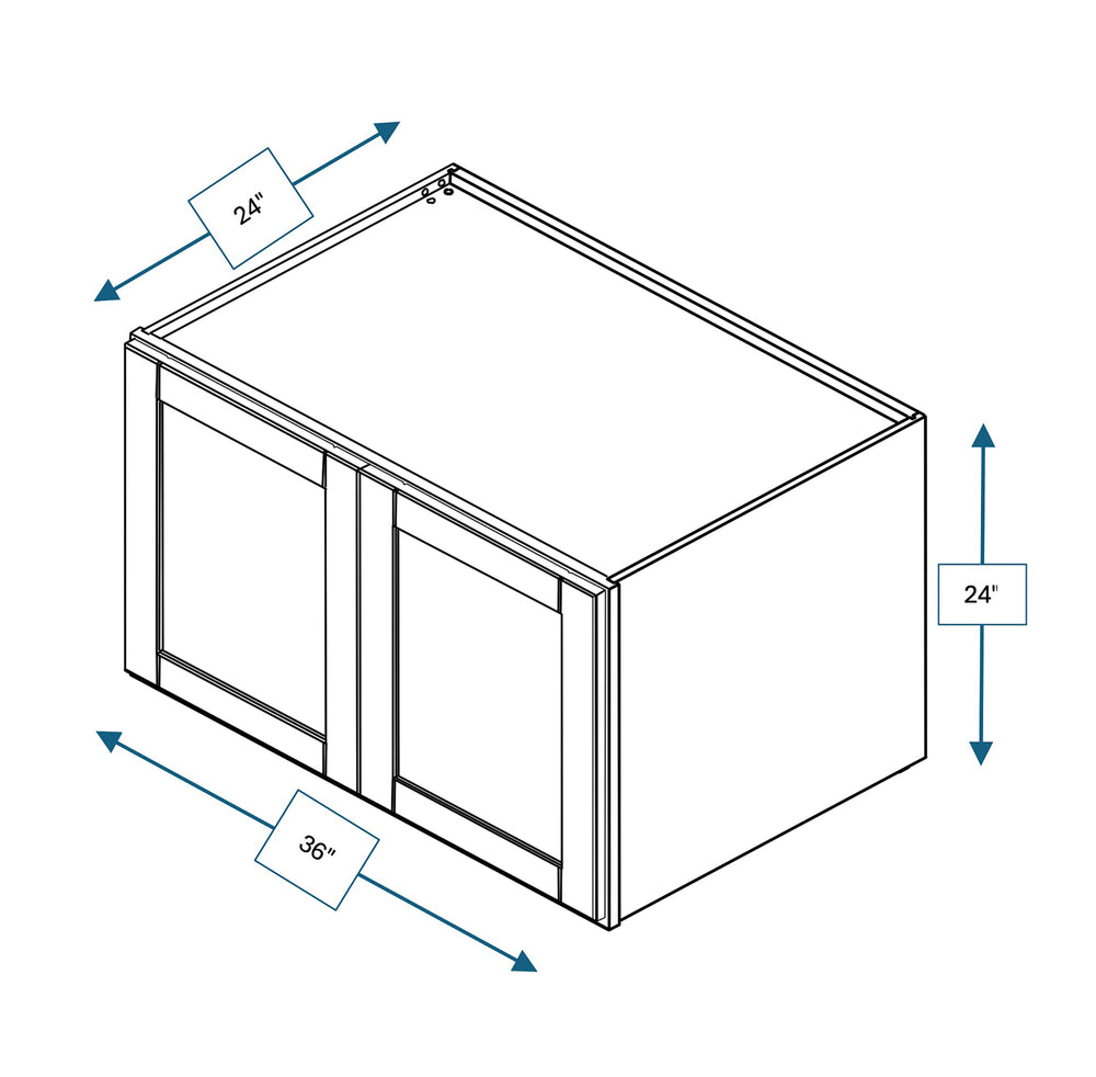 Malibu White 36 in. Wide x 24 in. Deep x 24 in. Tall - Double Depth Wall Shaker Cabinet