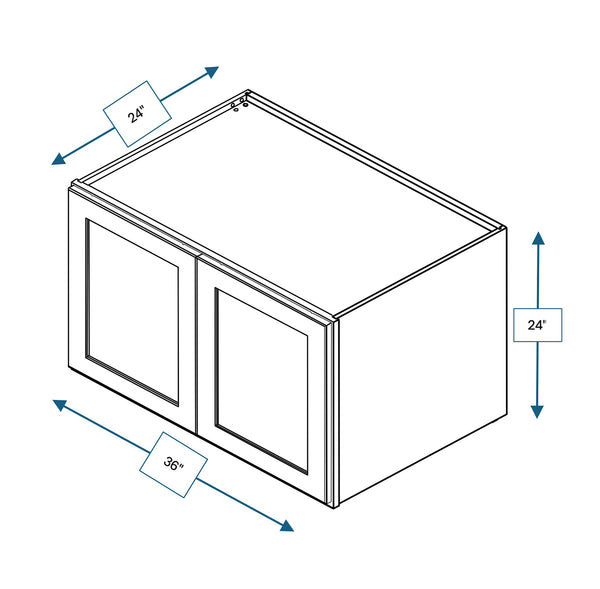 Hampton Pewter 36 in. Wide x 24 in. Deep x 24 in. Tall - Double Depth Wall Shaker Cabinet