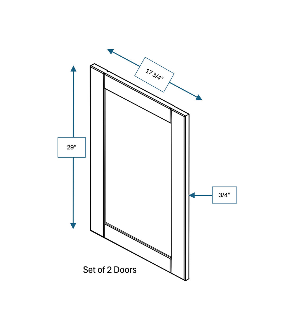 Malibu White Frosted Glass Door for 36 in. Wide x 12 in. Deep x 30 in. Tall - Wall Shaker Cabinet - 2 Pack