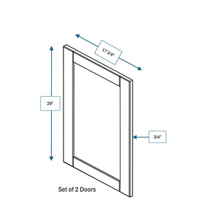 Malibu White Frosted Glass Door for 36 in. Wide x 12 in. Deep x 30 in. Tall - Wall Shaker Cabinet - 2 Pack