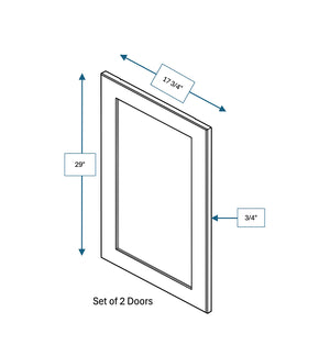 Hampton Pewter Clear Glass Door for 36 in. Wide x 12 in. Deep x 30 in. Tall - Wall Shaker Cabinet - 2 Pack