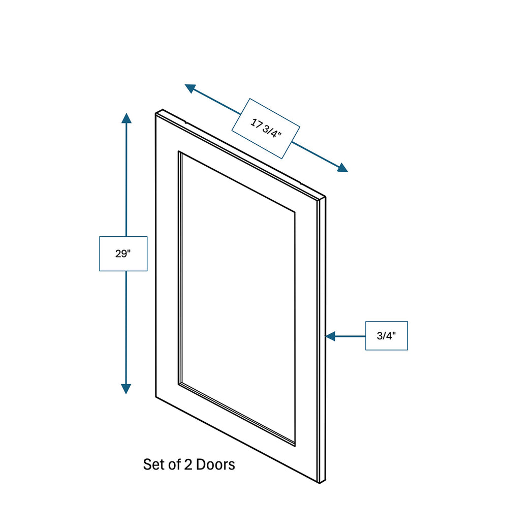 Platinum Grey Clear Glass Door for 36 in. Wide x 12 in. Deep x 30 in. Tall - Wall Shaker Cabinet - 2 Pack