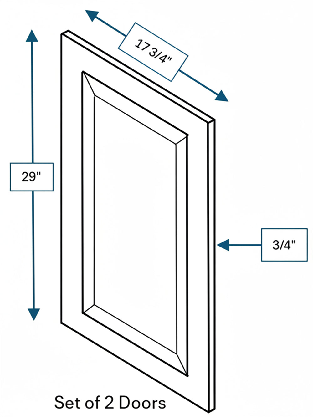 Wexford White Oak Bevel Shaker Clear Glass Door 36 in. x 30 in. - 2 Pack