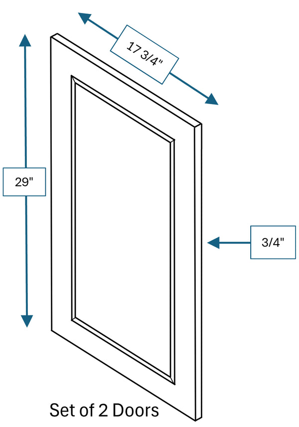 Cotswold Linen Raised Panel Clear Glass Door 2-Pack 36 in. x 30 in.
