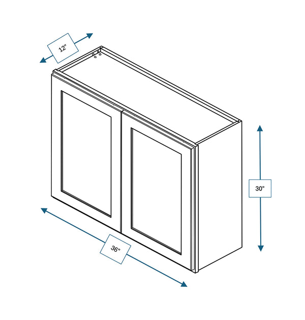Annapolis Blue 36 in. Wide x 12 in. Deep x 30 in. Tall - Wall Shaker Cabinet