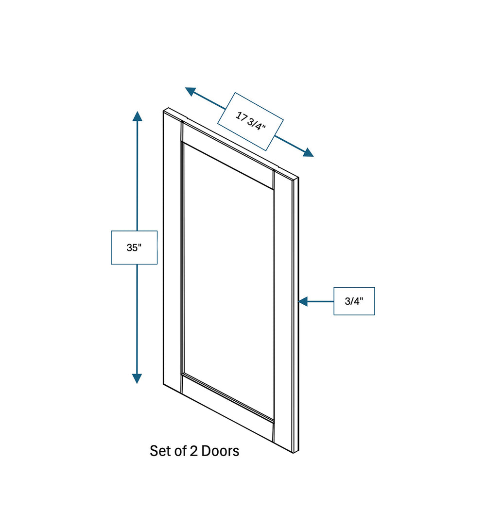 Malibu White Frosted Glass Door for 36 in. Wide x 12 in. Deep x 36 in. Tall - Wall Shaker Cabinet - 2 Pack