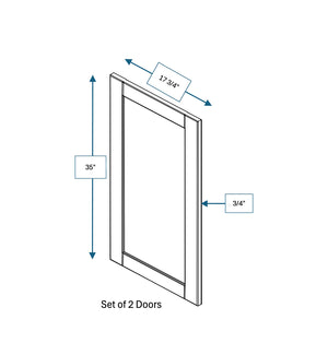 Malibu White Frosted Glass Door for 36 in. Wide x 12 in. Deep x 36 in. Tall - Wall Shaker Cabinet - 2 Pack