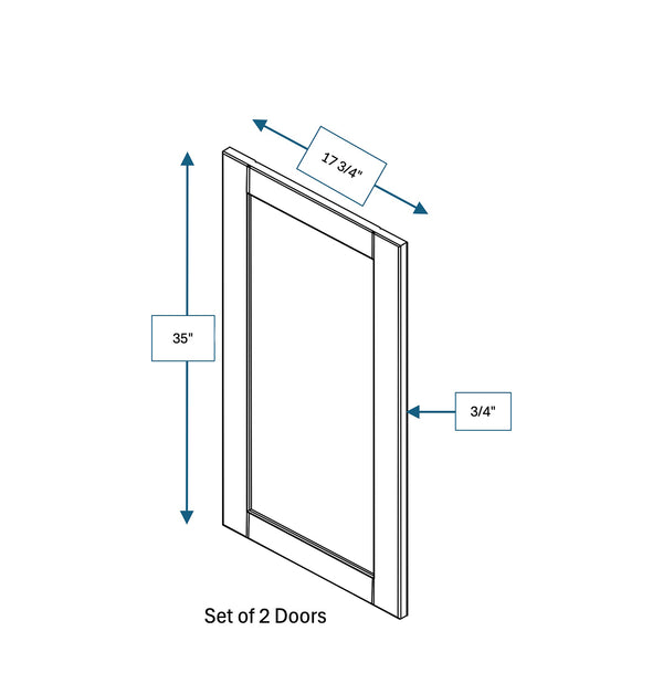Malibu White Frosted Glass Door for 36 in. Wide x 12 in. Deep x 36 in. Tall - Wall Shaker Cabinet - 2 Pack