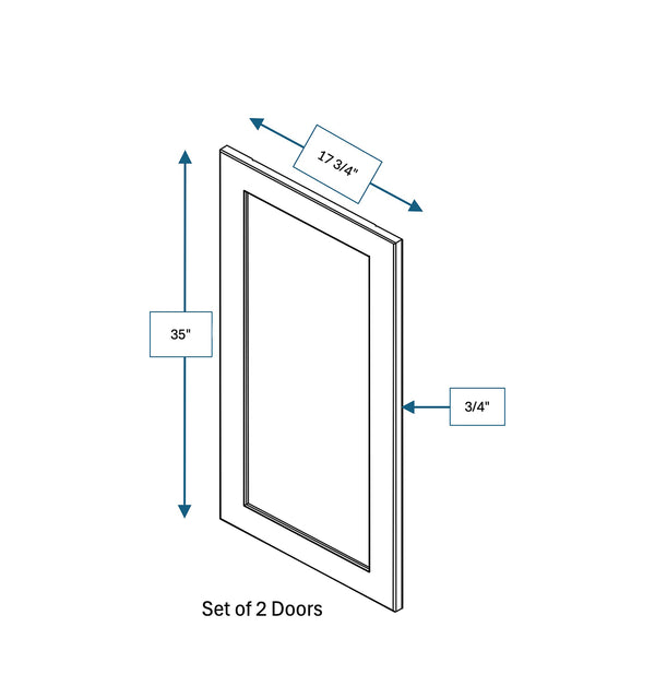 Platinum Grey Clear Glass Door for 36 in. Wide x 12 in. Deep x 36 in. Tall - Wall Shaker Cabinet - 2 Pack