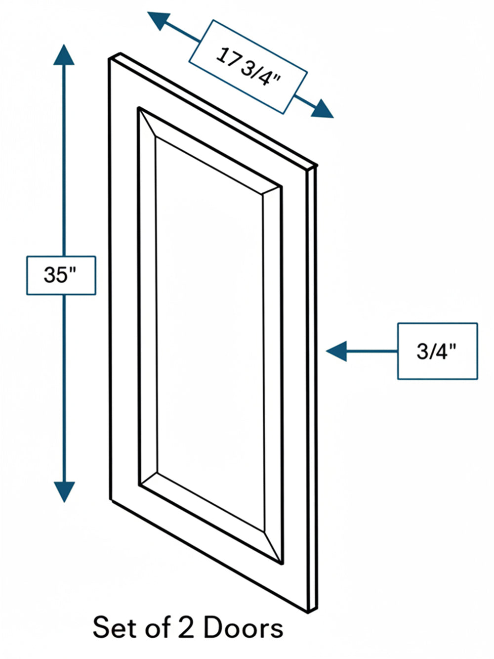 Wexford White Oak Bevel Shaker Clear Glass Door 36 in. x 36 in. - 2 Pack