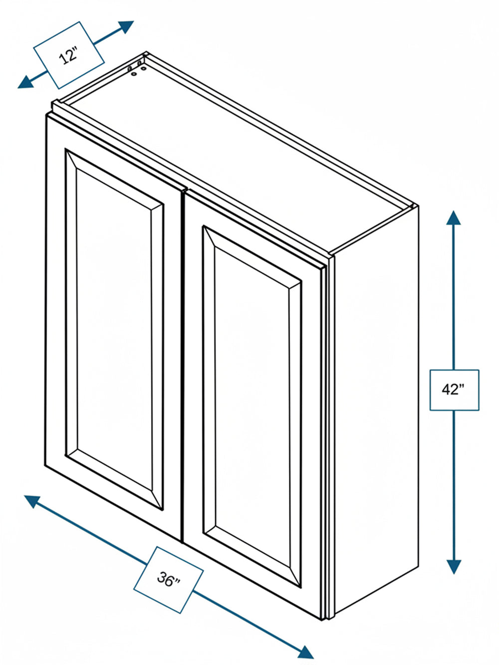 Wexford White Oak Bevel Shaker Wall Cabinet 36 in. x  42 in.