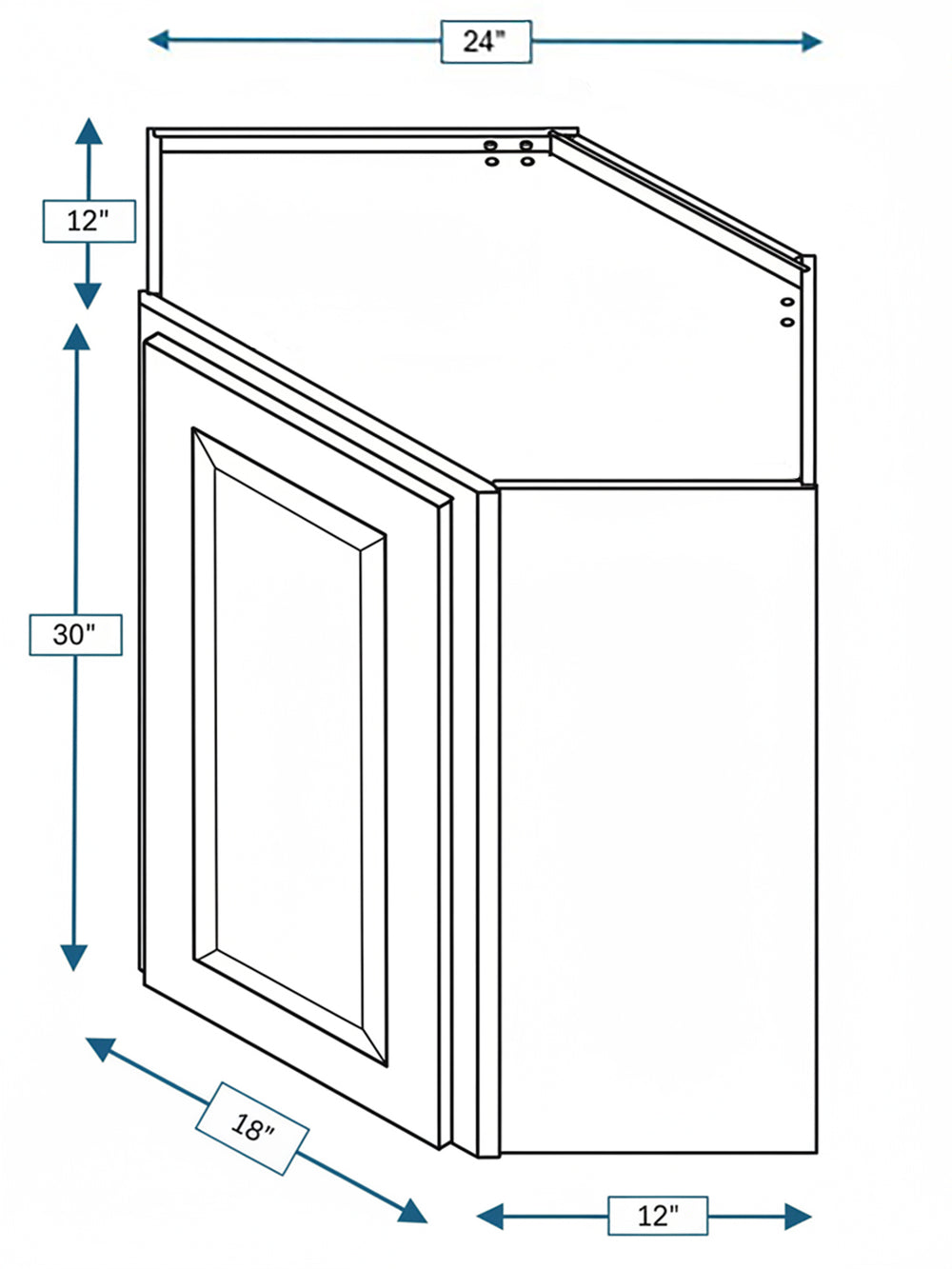 Broad Creek Blue Bevel Shaker Diagonal Wall Cabinet 24 in. x 12 in. x 30 in.