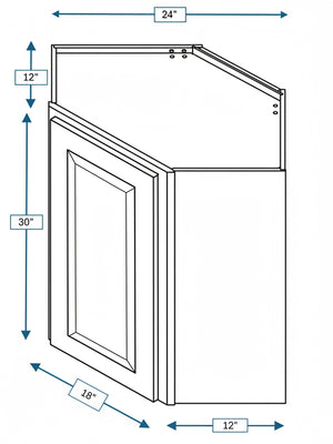 Wexford White Oak Bevel Shaker Diagonal Wall Cabinet 24 in. x 12 in. x 30 in.