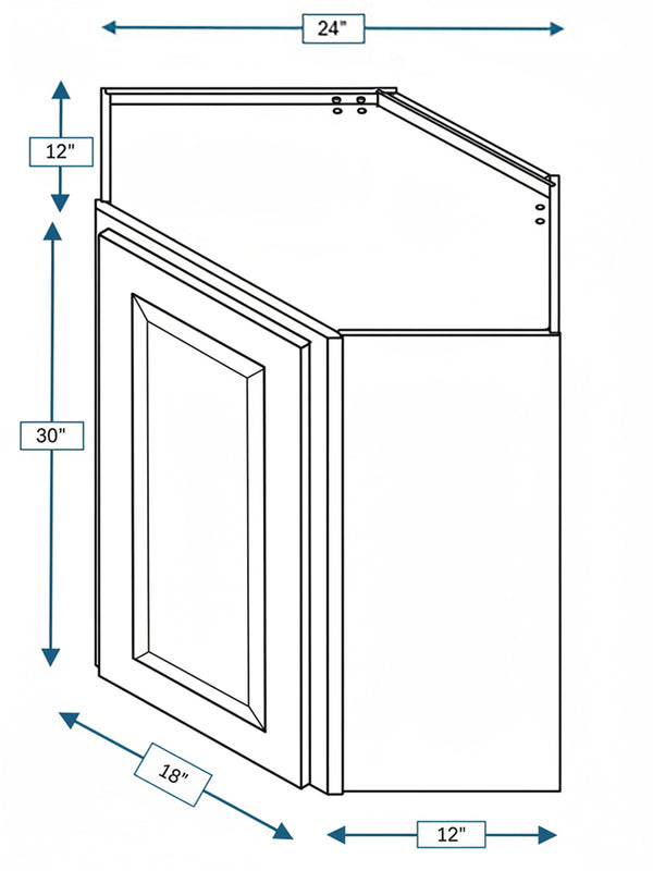 Wexford White Oak Bevel Shaker Diagonal Wall Cabinet 24 in. x 12 in. x 30 in.