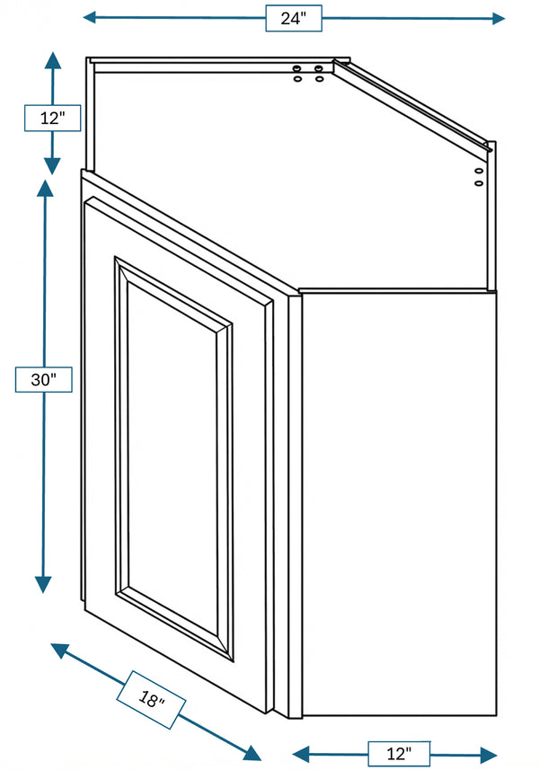 Knightsbridge Brown Raised Panel Diagonal Wall Cabinet 24 in. x 12 in. x 30 in.