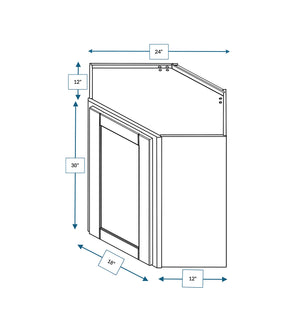 Malibu White 24 in. Wide x 12 in. Deep x 30 in. Tall - Diagonal Wall Shaker Cabinet
