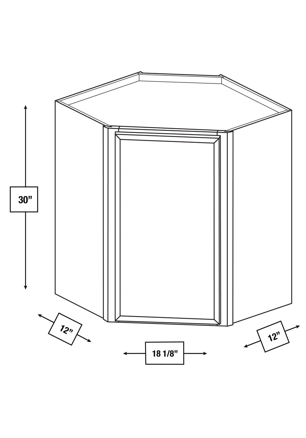 Arctic Mist Slim Shaker Diagonal Wall Cabinet 24 in. x 12 in. x 30 in.